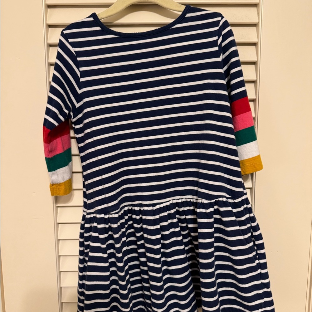 Mini Boden Blue and White Ruffled Tiered Dress
